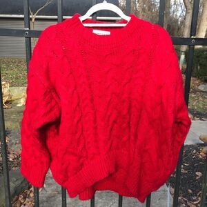 Goodnight Macaroon Katelyn cropped cable-knit sweater in red - NWT.